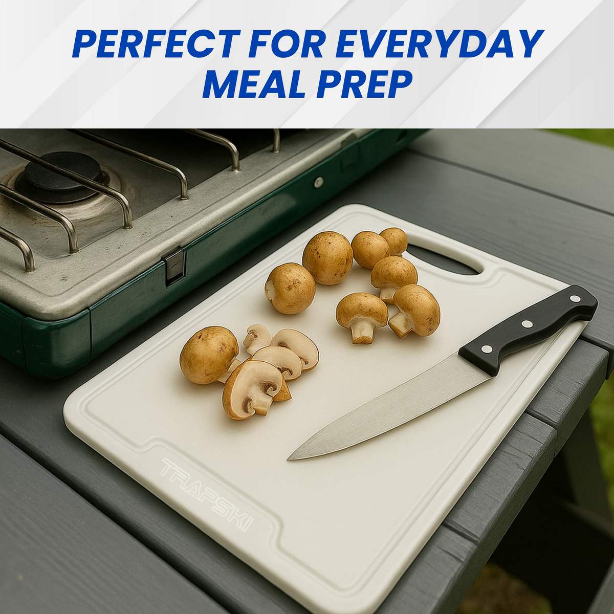 TRAPSKI Premium 1/2 Inch Thick HDPE Cutting Boards | Food-Grade Kitchen Prep Surface | Juice Grooves | Made in the USA