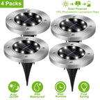 4Pcs Solar Powered Ground Light Outdoor IP65 Waterproof Buried In-Ground Lamp Decorative Path Deck Lawn Patio Lamp