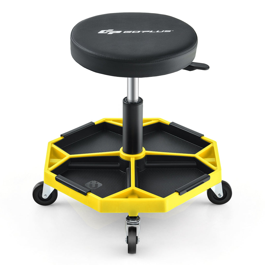 330 LBS Capacity Pneumatic Rolling Mechanic Stool with Padded Seat