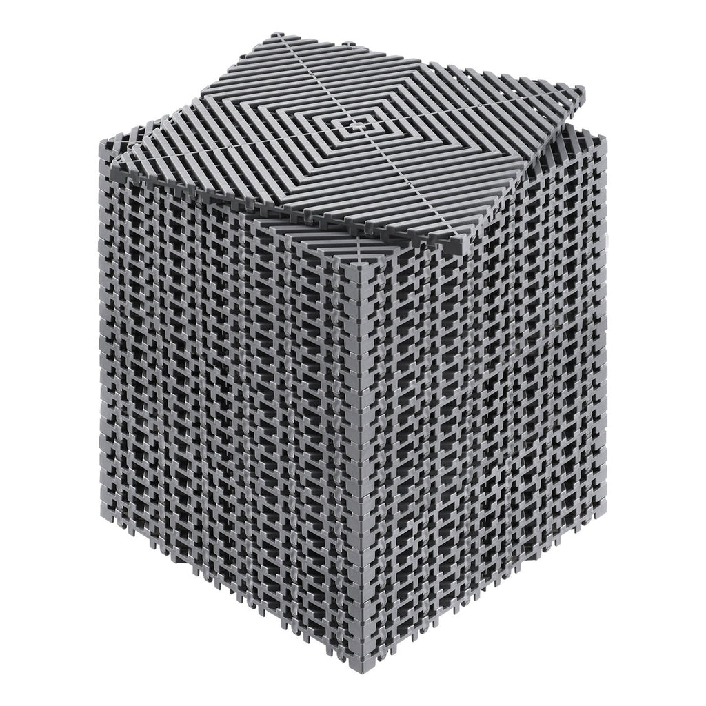 Interlocking Drainage Mat, 12 x 12 Modular Interlocking Cushion, 24 Pcs Splicing Drainage Mats, Non-Slip Gray PP Drainage Floor Tile and Shower Mat, for Garage, Garden, Kitchen & Outdoor