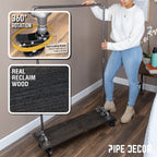 59 ½ in. Rolling Single Rod Clothing Rack with Wood Shelf, Boulder Black