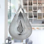 3D Drop-shaped Rotating Wind Spinner Outdoor Metal Sculptures Flowing Stainless Steel Wind Chimes Flowing-Light Effect Design Home Garden Decoration Outdoor Hanging Decor Gift Wind Spinners Mirrored Patio Wind Chime Yard Decor