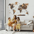 3D Wooden World Map Multicolor