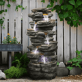 Resin Flagstone Outdoor Water Fountain with Moss 40 in