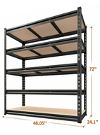 Heavy Duty Metal Garage Shelving Rack 2000lbs 4/5/6-Tier Steel Shelf 60"/72"/84"