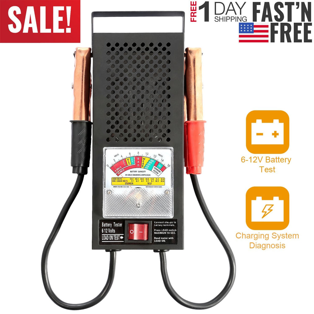 Battery Load Tester 6-12V 100A Battery Tester with Heavy Duty Insulated Copper Clips Carrying Handle for Automotive Repair
