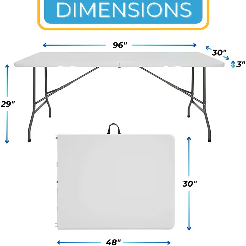 4ft/6ft Portable Plastic Folding Table – Indoor & Outdoor Dining