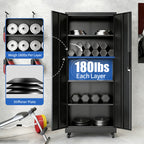 71"H Metal Garage Storage Cabinet with Wheels and Lock