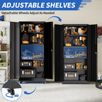 71"H Metal Garage Storage Cabinet with Wheels and Lock
