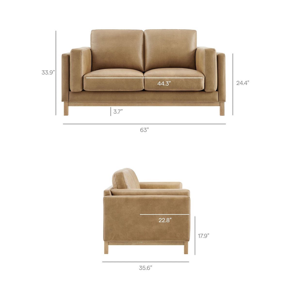 Roscoe 63 Inch Vegan Leather Loveseat by Modway