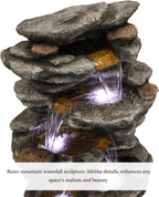 Resin Flagstone Outdoor Water Fountain with Moss 40 in