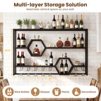 Wall Mounted Wine Rack 47" Large Floating Bar Shelves