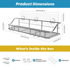 2 Pack Silver Adhesive Shower Caddy Shower Shelf Organizer for Bathroom Organization with Hooks SUS304 Stainless Steel