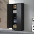 71"H Metal Garage Storage Cabinet with Wheels and Lock