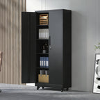 71"H Metal Garage Storage Cabinet with Wheels and Lock