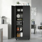 71"H Metal Garage Storage Cabinet with Wheels and Lock