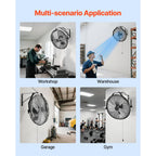18 Inch Industrial Wall Mount Fan High Velocity 4000 CFM Fan with 3 Speeds
