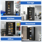71"H Metal Garage Storage Cabinet with Wheels and Lock