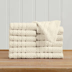 100% Cotton Checkered Jacquard Bath Towel Set - Giuliana Collection