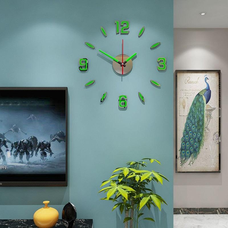 Luminous Clock Home Simplicity Silent Fashion Wall Clock Analog Timekeeper for Home Living Room Bedroom Office Battery-Powered Modern House Decoration Silent Clock Decor with Number Sticker  Living Room Creative Wall Stickers Bedroom Wall Clock