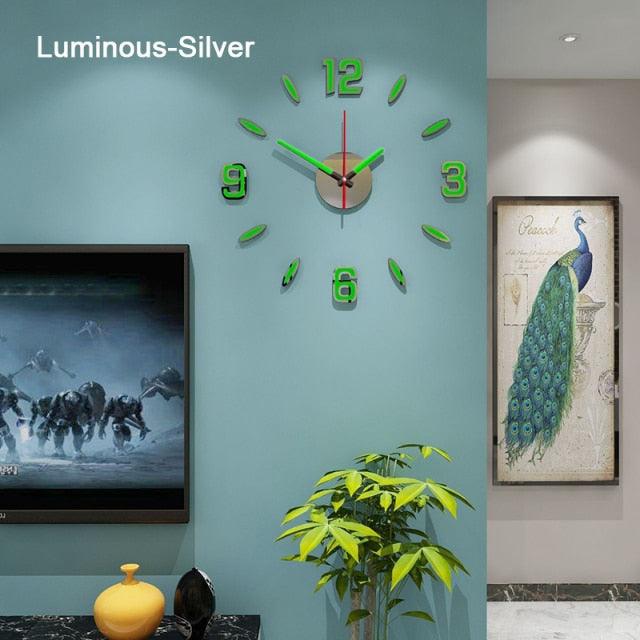 Luminous Clock Home Simplicity Silent Fashion Wall Clock Analog Timekeeper for Home Living Room Bedroom Office Battery-Powered Modern House Decoration Silent Clock Decor with Number Sticker  Living Room Creative Wall Stickers Bedroom Wall Clock