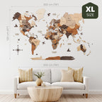 3D Wooden World Map Multicolor