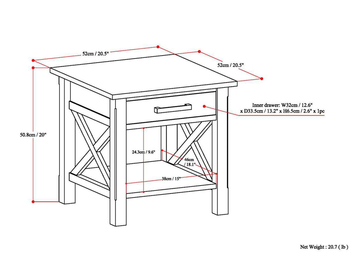 Kitchener End Table - Medium Saddle